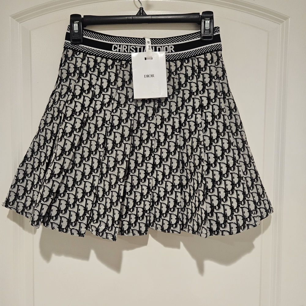 Christian Dior Black and White Flared Pleated Women's Tennis Skirt